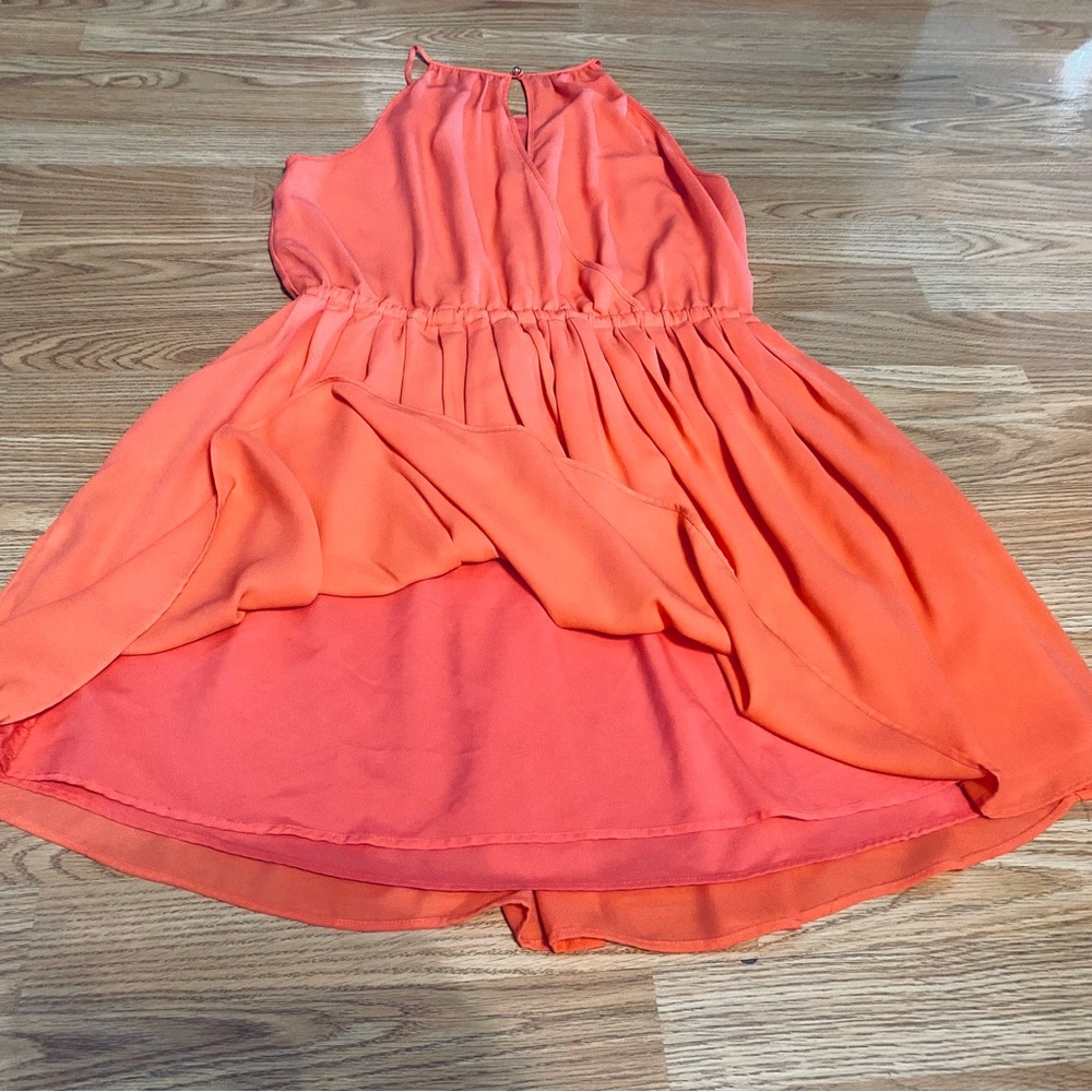 Sz 10P Banana Republic 🍊 Tangerine Orange Halter Flowy Mini Dress - Picture 7 of 7